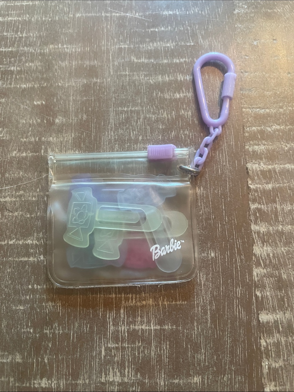 Barbie Clear Pouch with Lavender Clip and Pastel Hair Clips